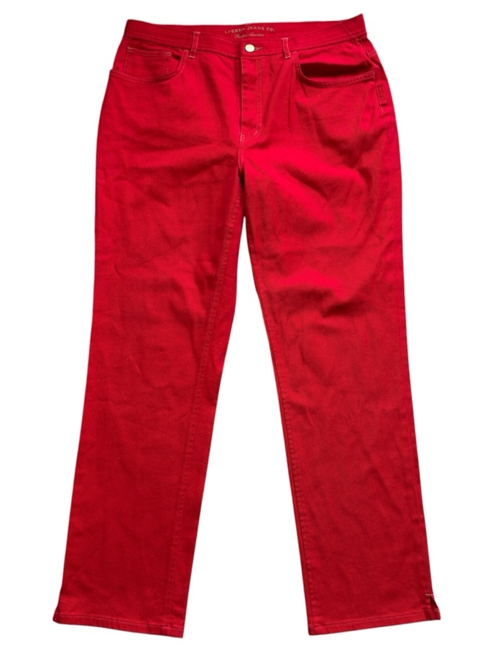 Lauren Ralph Lauren Red Jeans Straight Leg High Rise Classic Denim Preppy 12